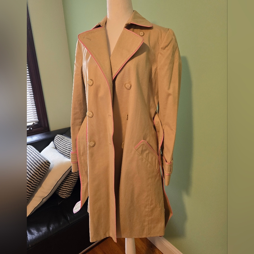 Coach Beige Trench Coat with Pink Accents - Picture 9 of 12